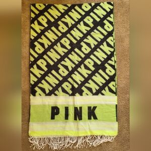 PINK Victoria's Secret Neon Yellow and Black Blanket Scarf